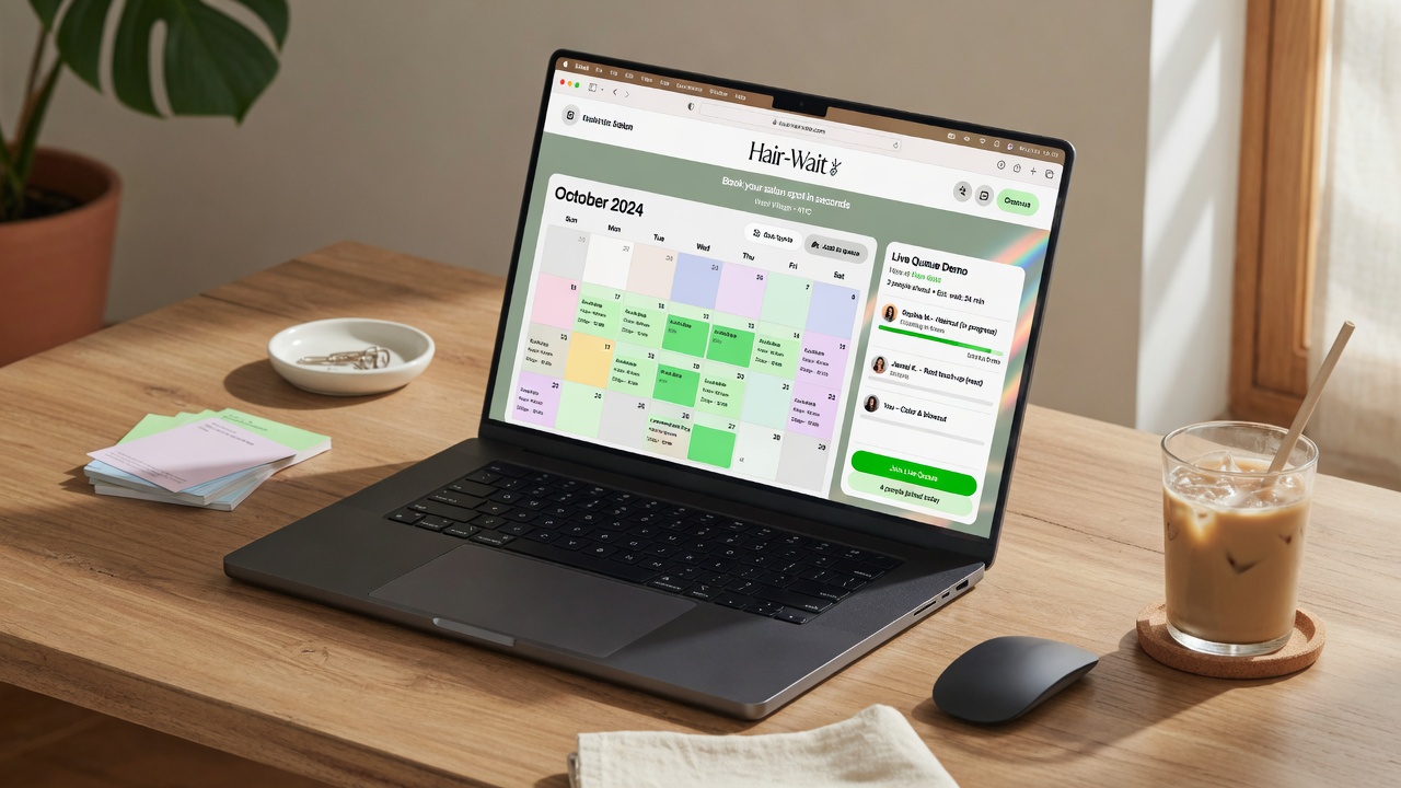 Hair-Wait Dashboard auf Laptop